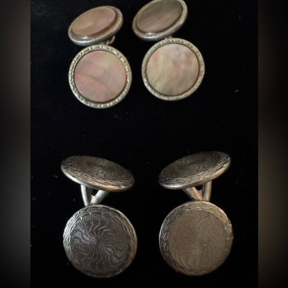 Two Pair of Vintage/Antique Silver-Tone Cufflinks Unmarked